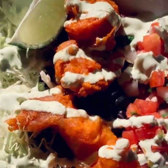 Buffalo Shrimp Burrito Bowl.